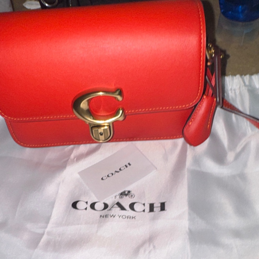 Coach Red Crossbody Bag with Gold Accent